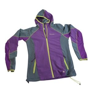 Columbia Jacket Womens Small Purple Gray Omni-Shield Hooded Lightweight Hiking